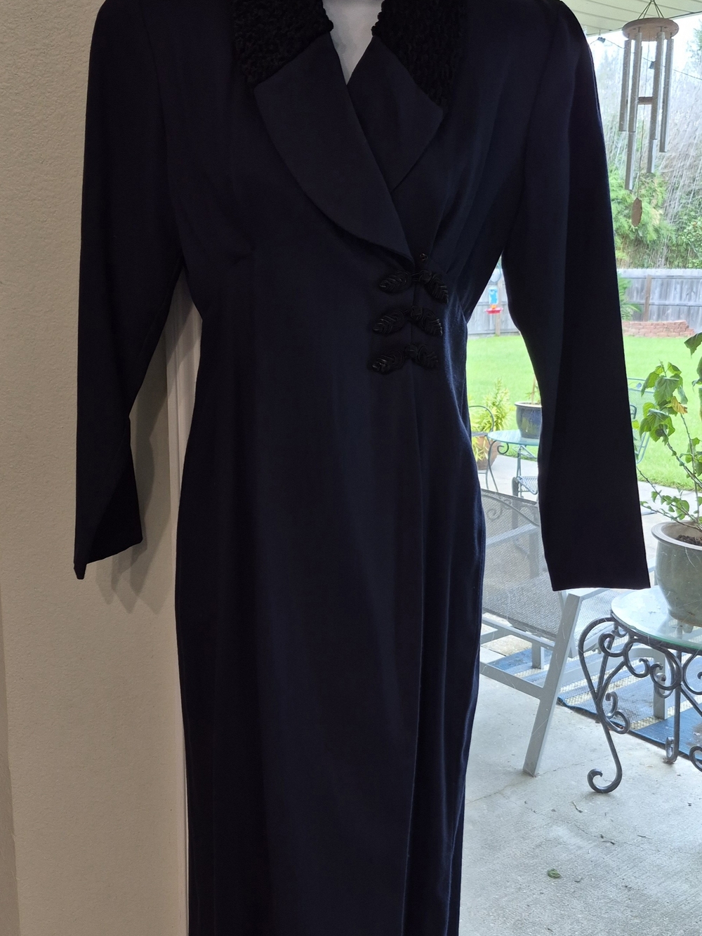 Women's Expo Petite Navy Long Sleeve Vintage-Inspired Dress Sz 4